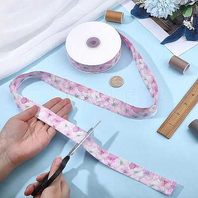1Roll Single Face Printed Polyester Satin Ribbon SRIB-CY0001-47F-1