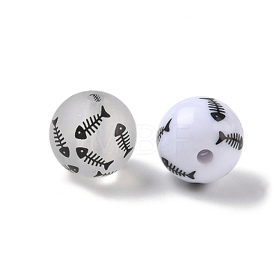 Printed Opaque & Frosted Transparent Acylic Beads AC-CBAE004-05B-1