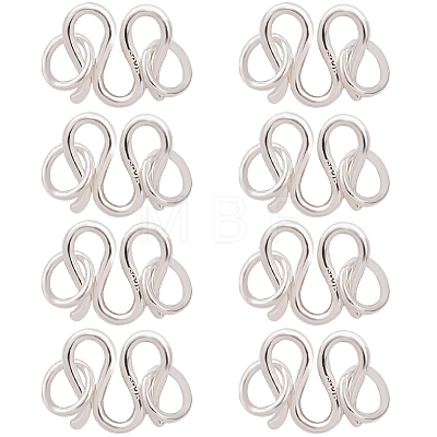 8Pcs 925 Sterling Silver S-Hook Clasps STER-CN0001-26-1
