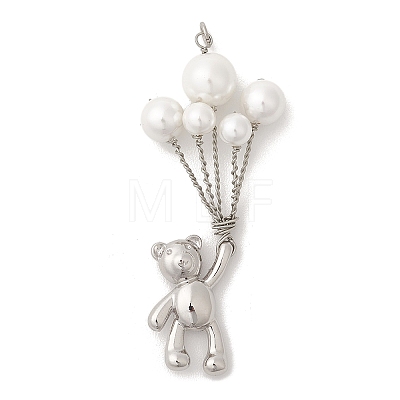 Alloy & Shell Pearl Copper Wire Wrapped Big Pendants PALLOY-JF04808-01-1