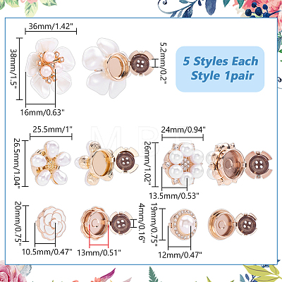 10Pcs 5 Styles Alloy Cufflinks BUTT-WR0001-40-1
