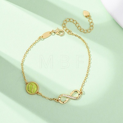 Sports Brass Micro Pave Cubic Zirconia Infinity Link Bracelets BJEW-D386-01A-G-1