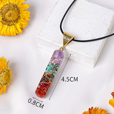 Resin with Gemstone inside 7 Chakra Pendant Necklaces PW-WG74B6A-01-1