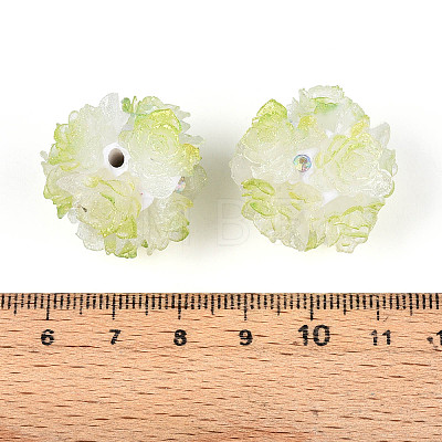 Polymer Clay Rhinestone Beads with Embossed Resin Roses RESI-T059-04E-1