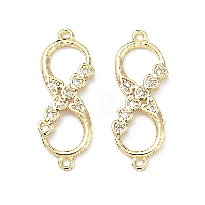 Brass Micro Pave Cubic Zirconia Heart Infinity Connector Charms KK-P350-12G-01-1