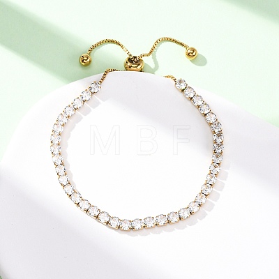 304 Stainless Steel Pave Clear Cubic Zirconia Tennis Bracelets BJEW-G754-03G-03-1
