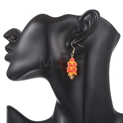 304 Stainless Steel Glass Seed Beads Tree Dangle Earrings EJEW-MZ00738-1