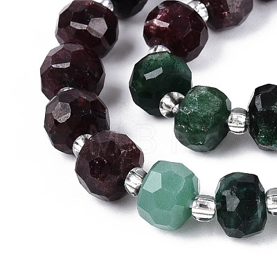 Natural Fuchsite & Garnet & White Moonstone Beads Strands G-T144-20B-01-1