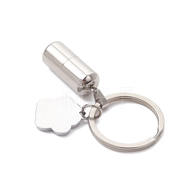 304 Stainless Steel Bullet with Paw Print Urn Ashes Keychains KEYC-JKC01445-1