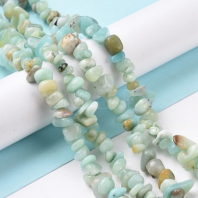 Natural Flower Amazonite Chips Beads Strands X-G-M205-12B-1
