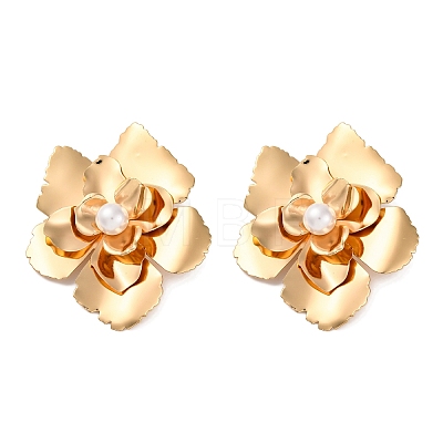 Alloy Flower Stud Earrings for Women EJEW-U028-14G-1