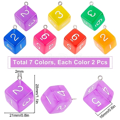 SUNNYCLUE 14Pcs 7 Colors Acrylic Pendants TACR-SC0001-12-1