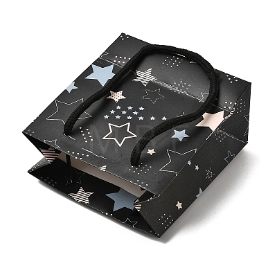 Star Print Paper Gift Tote Bags with Cotton Handles CON-K016-02-1