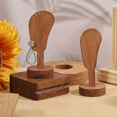 2Pcs Desktop Ear Shaped Wood Earrings Organizer Display Stands for Jewelry Display Rack ODIS-CA0001-32B-1