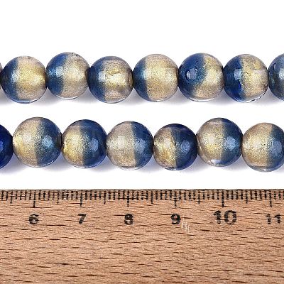 Handmade Lampwork with Gold Powder Beads Strands LAMP-N037-06B-01-1