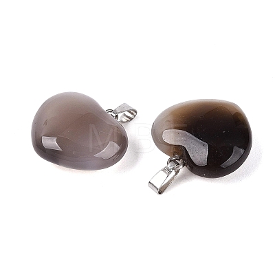 Natural Grey Agate Pendants G-N362-05P-03-1