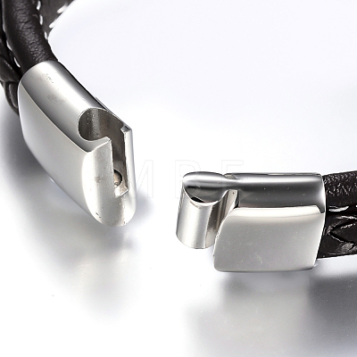 Men's Braided PU Leather Cord Bracelets BJEW-H559-08-1