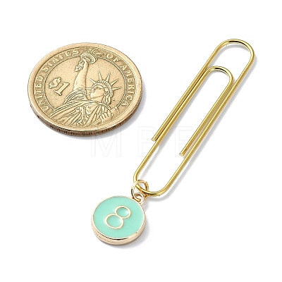 Flat Round with Number 0~9 Alloy Enamel Pendant Bookmarks AJEW-JK00303-1