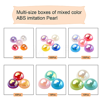 648Pcs 6 Style ABS Imitation Pearl Cabochons OACR-YW0001-26-1
