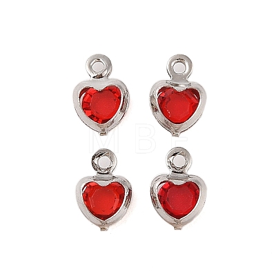 Heart Rack Plating Brass Glass Pendants KK-S385-01P-04-1