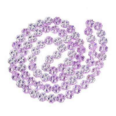 Baking Paint Electroplate Transparent Glass Beads Strands EGLA-Q136-04A-07-1