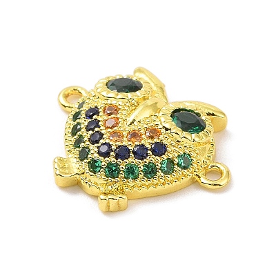 Real 18K Gold Plated Brass Pave Cubic Zirconia Connector Charms KK-L209-054G-01-1