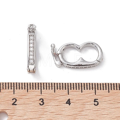 Brass Micro Pave Clear Cubic Zirconia Twister Clasps KK-K360-27A-P-1