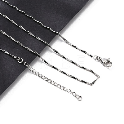 Brassl Twisted Bar Link Chain Necklaces for Men Women NJEW-G160-15P-1