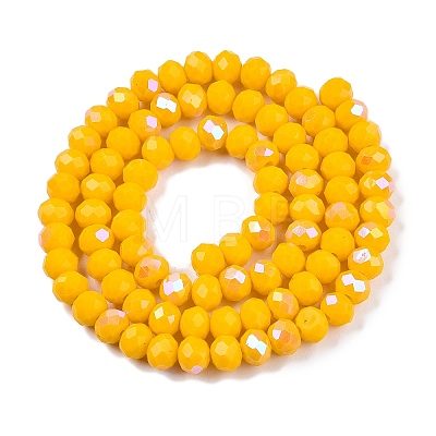 Electroplate Opaque Solid Color Glass Beads Strands EGLA-A044-P6mm-L29-1