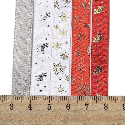 10M  5 Colors Hot Stamping Christmas Polyester Ribbons Set X1-OCOR-Q026-02-1