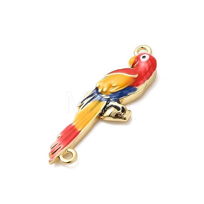 Brass Enamel Bird Connector Charms KK-H529-03G-1