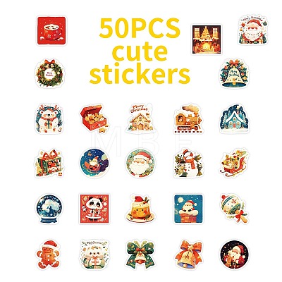 50Pcs Christmas Theme Cartoon Paper Stickers DIY-P085-13-1