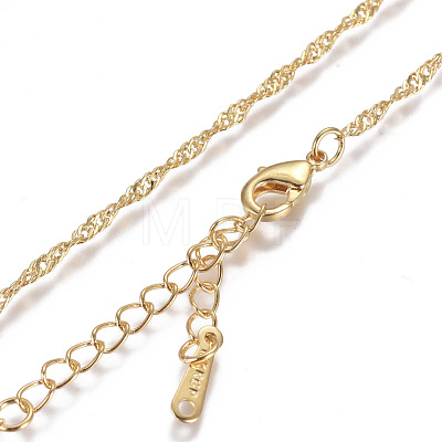Gold Plated Tin Alloy Twisted Singapore Chain Fine Necklaces NJEW-BB10191-18-1