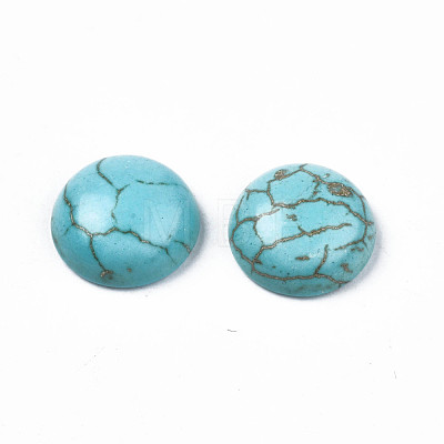 Craft Findings Dyed Synthetic Turquoise Gemstone Flat Back Dome Cabochons TURQ-S266-14mm-01-1