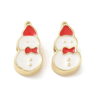 Christmas Brass Enamel Beads KK-I474-G09-1