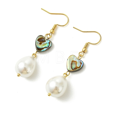 Natural Abalone Shell and Shell Pearl Dangle Earrings EJEW-JE07432-01-1