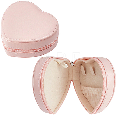 Heart PU Imitation Leather Jewelry Organizer Zipper Boxes AJEW-CL0006-03B-1