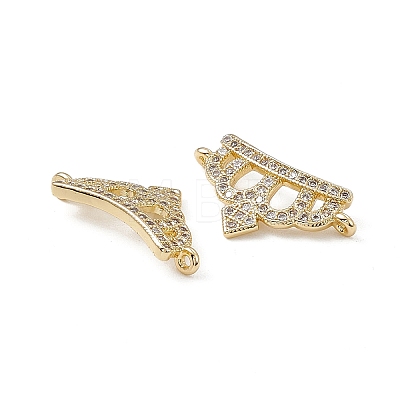 Brass Micro Pave Clear Cubic Zirconia Connetor Charms KK-E068-VB047-1