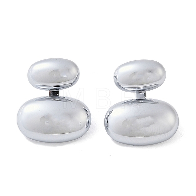 304 Stainless Steel Oval Stud Earrings EJEW-M073-08P-1