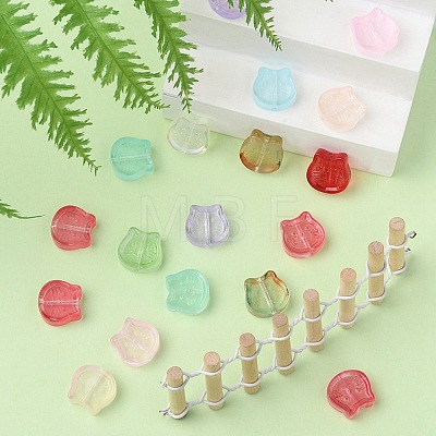 35Pcs Transparent Spray Painted Glass Beads GLAA-YW0001-67-1