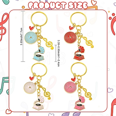 Alloy Enamel Disc & Gramophone & Musical Note Pendant Decorations KEYC-YW00286-03-1