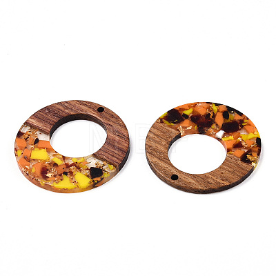 Transparent Resin & Walnut Wood Pendants RESI-TAC0017-74-A03-1