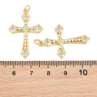 Brass Micro Pave Clear Cubic Zirconia Pendants CU-CBA48B8-01G-E-1