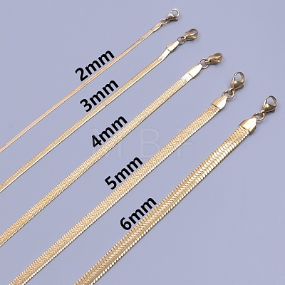 5~6MM Unisex 304 Stainless Steel Flat Snake Chains Necklaces CI0111-30-1