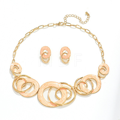 Alloy Enamel Pendant Necklaces & Stud Dangle Earrings Sets FS-WG52143-03-1