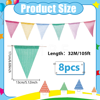 8Pcs Cloth Triangle Flag Banner AJEW-WR0003-48-1