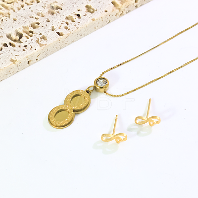 Stainless Steel Number 8-shaped Pendant Necklace & Stud Earrings Sets for Women Daily Casual and Party OF1174-1