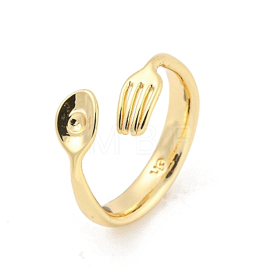 Spoon & Fork Brass Open Cuff Rings RJEW-G309-49G-1