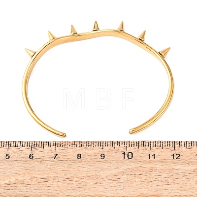 304 Stainless Steel Spiked Cone Open Cuff Bangles for Women BJEW-B165-01G-1