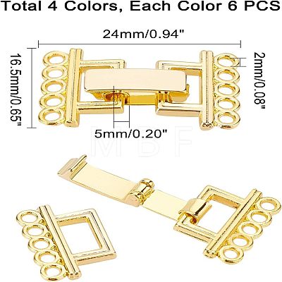 5 Strands Alloy and Brass Fold Over Clasps PALLOY-FH0001-33-1